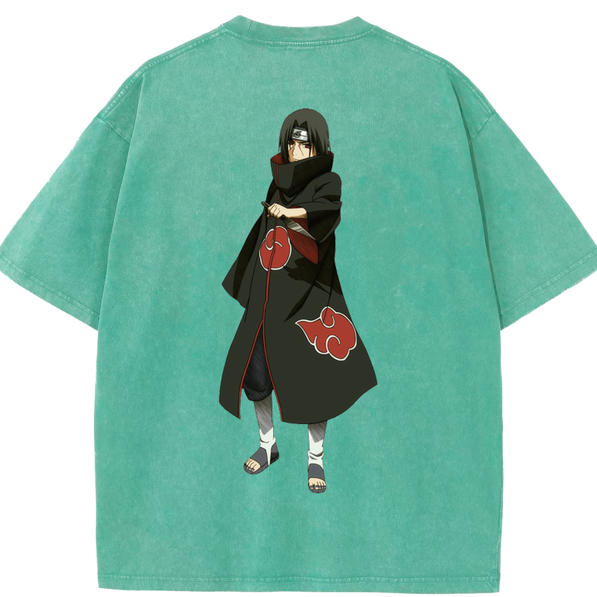 （画像用） NARUTO -ナルト- うちは イタチ Uchiha Itachi 綿100% ヴィンテージ風 半袖Tシャツ（背面プリント）